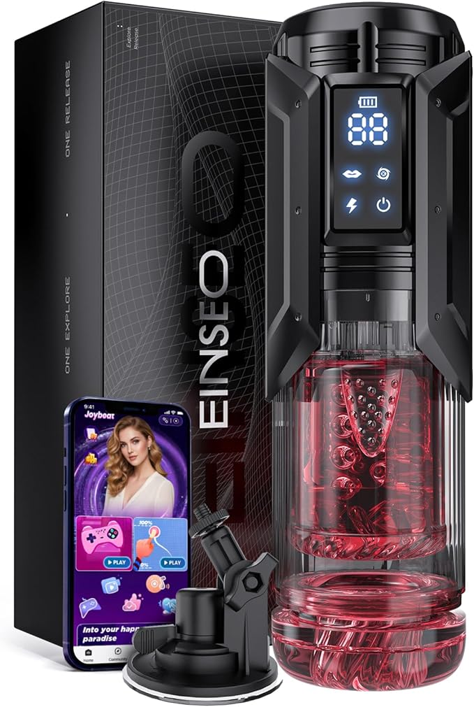 EINSEO Sex Toys for Men Penis Pump - AI Sync Waterproof Male Masturbator Stroker with 7 Sucking Thrusting Rotating & 7 Licking Modes, Adult Toys Pocket Pussy Mens Sex Toy Blowjob Sex Machine Bath Item