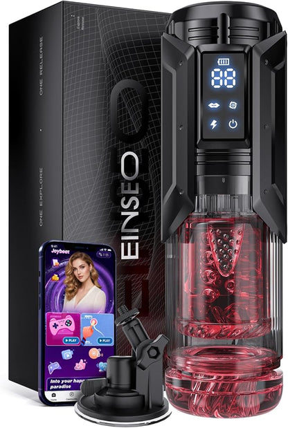 EINSEO Sex Toys for Men Penis Pump - AI Sync Waterproof Male Masturbator Stroker with 7 Sucking Thrusting Rotating & 7 Licking Modes, Adult Toys Pocket Pussy Mens Sex Toy Blowjob Sex Machine Bath Item