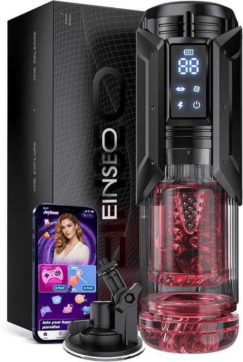EINSEO Sex Toys for Men Penis Pump - AI Sync Waterproof Male Masturbator Stroker with 7 Sucking Thrusting Rotating & 7 Licking Modes, Adult Toys Pocket Pussy Mens Sex Toy Blowjob Sex Machine Bath Item