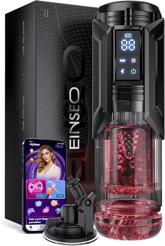 EINSEO Sex Toys for Men Penis Pump - AI Sync Waterproof Male Masturbator Stroker with 7 Sucking Thrusting Rotating & 7 Licking Modes, Adult Toys Pocket Pussy Mens Sex Toy Blowjob Sex Machine Bath Item